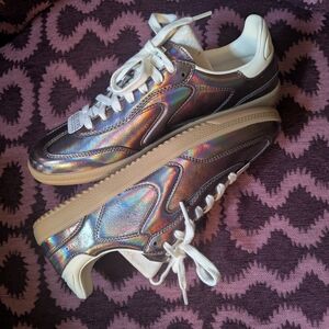 Skechers Blush Pink Holographic Memory Foam Sneakers Size 9.5!